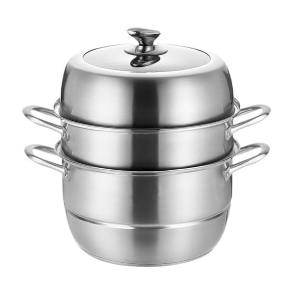 GROWTH TANK Stainless Steel Steamer Pot with Lid Cooking Steam Pot Dumpling Steamer Stockpot 26cm