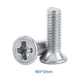 thumbnail image 2 of 100Pcs M3 Flat Head Stainless Steel Screws Repair Tool Accessory, SS304 Machine Countersunk Bolt Fastener for Home Office Appliance, Ship Assembly, 2 of 7