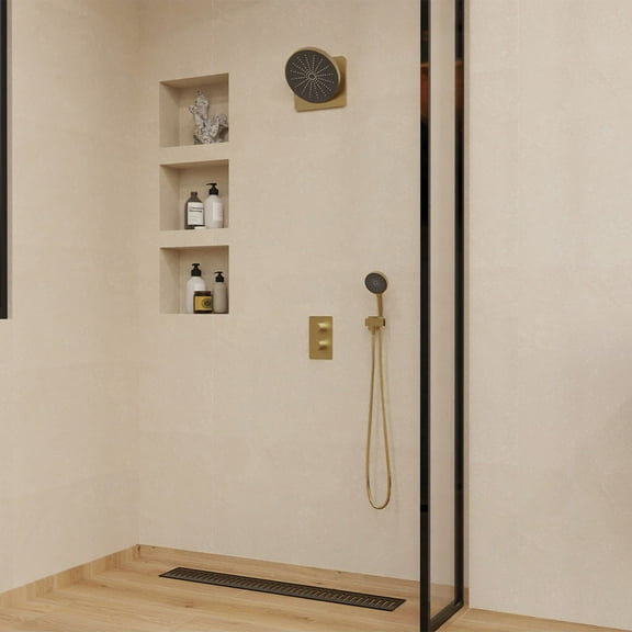 DAX Capri Brass Shower System with Hand Shower, Brushed Gold