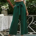 thumbnail image 5 of Wide Leg Pants for Women High Waist Solid Belted Lounge Pants Casual Loose Comfy Trousers with Pockets, 5 of 8