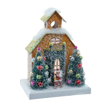 Kurt Adler 8.75-Inch Battery Operated LED Lighted Gold Paper House Table Piece