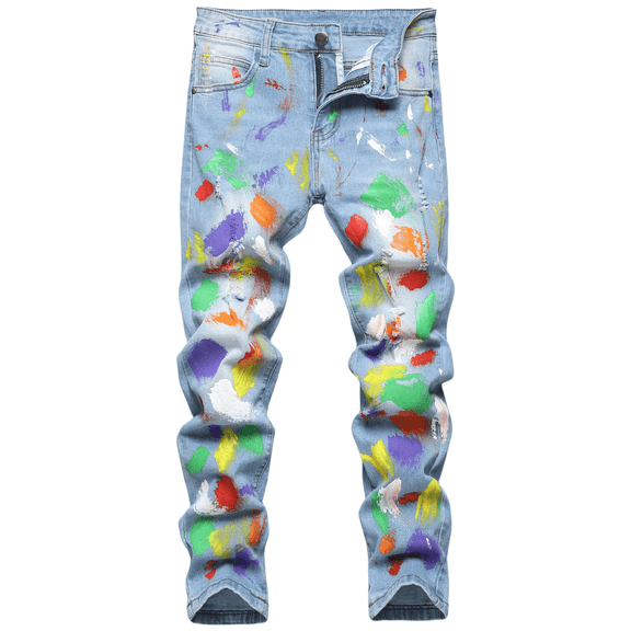 Boy's Skinny Fit Ripped Destroyed Distressed Fashion Denim Jeans Pants Color Blocked 16