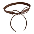 thumbnail image 1 of Cinturón de cuero para mujer cómodo envoltura de corbata de lazo de moda para jeans de blusa de clubes nocturnos Caqui oscuro, 1 of 8