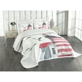 thumbnail image 3 of Ambesonne Lighthouse Quilted Bedspread Set 3 Pcs, Seagulls Beach Sea, Queen Size, Red Grey White, 3 of 5