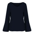 thumbnail image 4 of Yigetop Ruffle Long Sleeve Top, Women's Fashion Spring Autumn Casual Long Sleeve Loose Shirt Top Fall Outfits for Women 2025 Black 3XL, 4 of 8