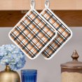 thumbnail image 2 of Orange Black Plaid Pot Holders for Kitchen Heatproof Potholder, 2 Pack Farmhouse Orange Black Checkered Hot Pads Multipurpose Oven Pads Cloth Potholders Trivet for Cooking and Baking, 2 of 8
