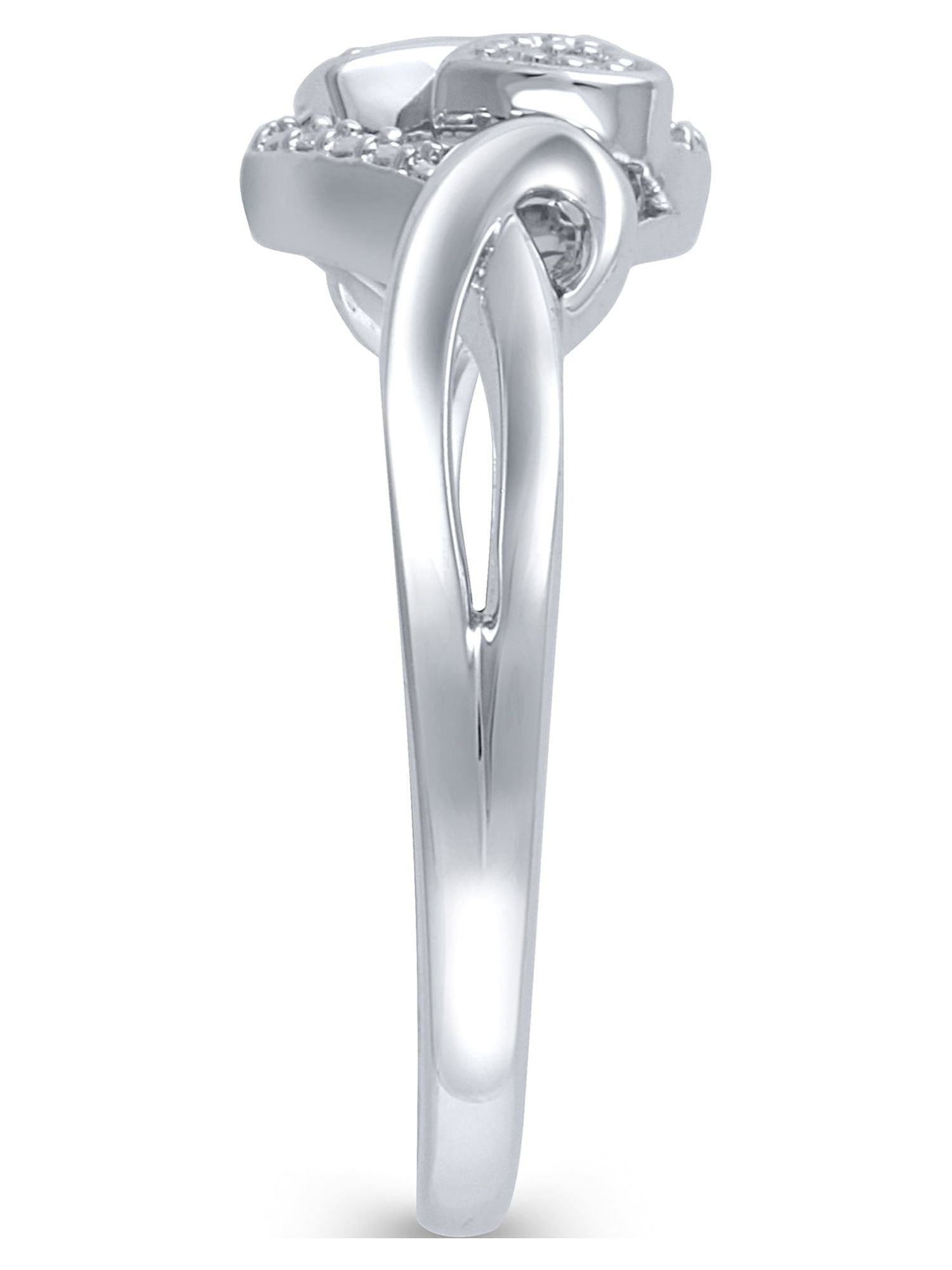 Hold My Hand 1/20 Carat Natural Diamond Double Heart Ring for Women in 925 Sterling Silver