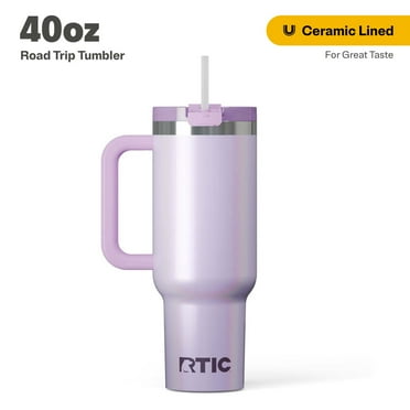 RTIC 40 oz Ceramic Lined Road Trip Tumbler, Leak-Resistant Lid with Straw, Pond Glitter