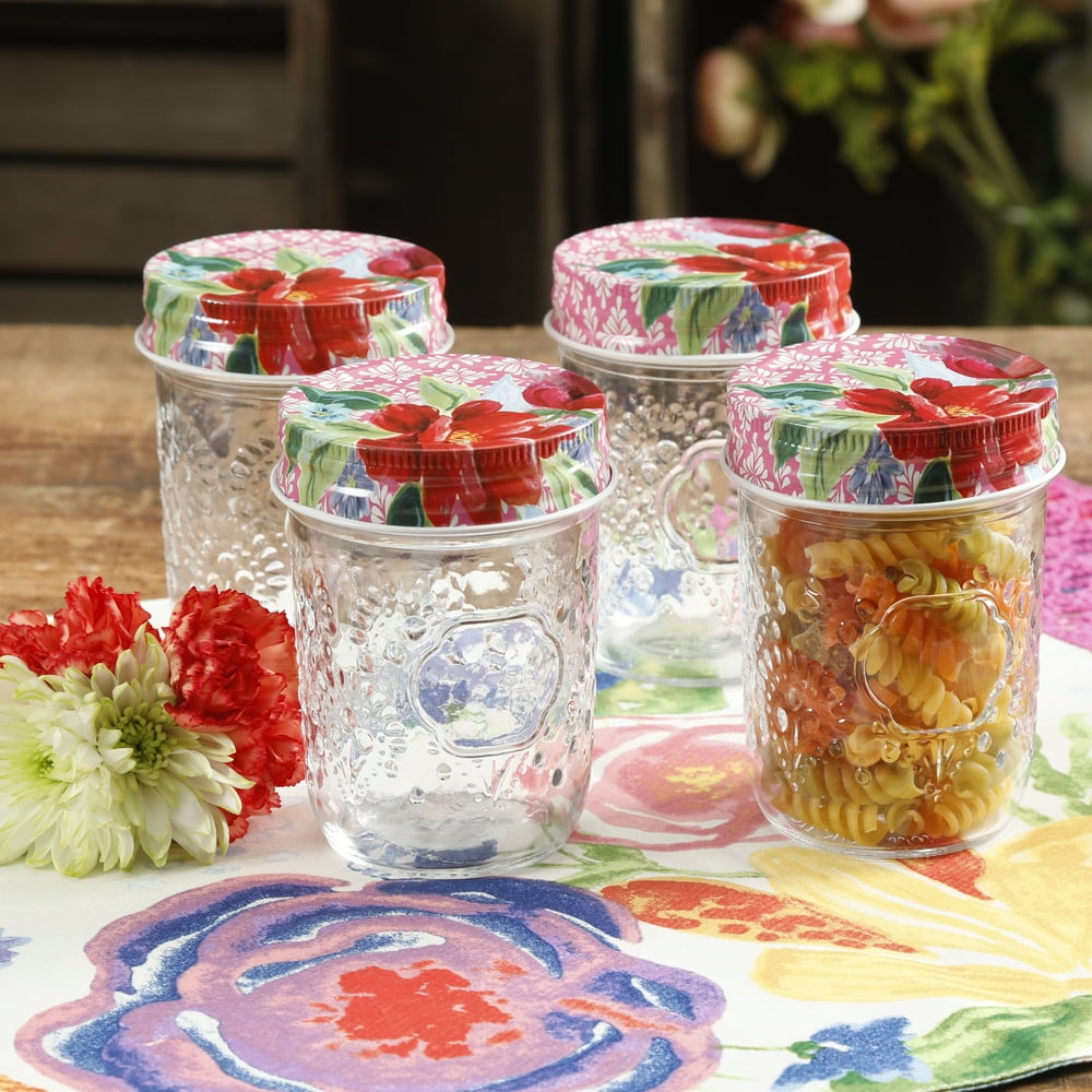 The Pioneer Woman Spring Bouquet 8oz Storage Jars, Set of ...