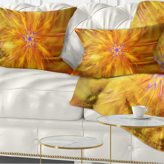 Designart Glowing Brightest Star Exotic Flower - Abstract Throw Pillow - 12x20
