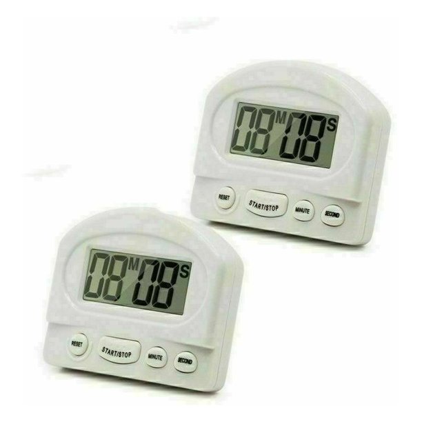 Temporizadores de cocina Aleko 2X, temporizador de cocina, cronómetro y temporizador, volumen de alarma ajustable, imán potente, apagado automático, pantalla LCD digital grande, blanco ACTIVE Biensenido a ACTIVE