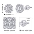 thumbnail image 3 of AFFY Cluster Halo Diamond Stud Earrings for Men 0.40 Cttw Natural Diamond Ear Studs with Secure Screw Backs in 14K Solid White Gold Jewelry Gift for Him Aretes De Hombre, 3 of 6