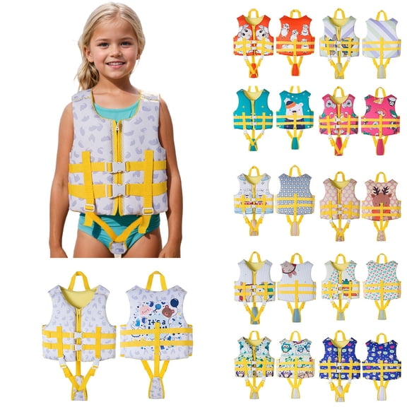 Kids Life Jacket 50 Lbs Adjustable Safety Strap Epe Foam Toddler Swim Vest Coast Guard Approved Life Vest Child Float Swimsuit Swimwear Buoyancy Jacket for Pool & Beach