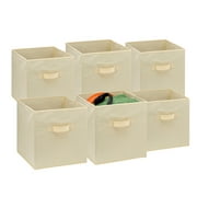 Handy Laundry Foldable Storage Cube Bins - Beige - Pack of 6