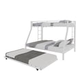 thumbnail image 5 of Kdymod Twin-XL over Queen Bunk Bed with Twin Trundle, Triple Bunk Bed with Ladder & Safety Guardrail, Space-Saving 3-Bed Bunk Bed Frame for Teens and Adults, No Box Spring Needed, White, 5 of 10