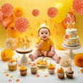 thumbnail image 2 of Inteprter Juego de 1 Uds. De bolas de papel con pompón de Color naranja de 7,8 pulgadas para fiesta de cumpleaños, bolas de flores, Kits de decoración para fiestas color naranja 12 pulgadas, 2 of 6