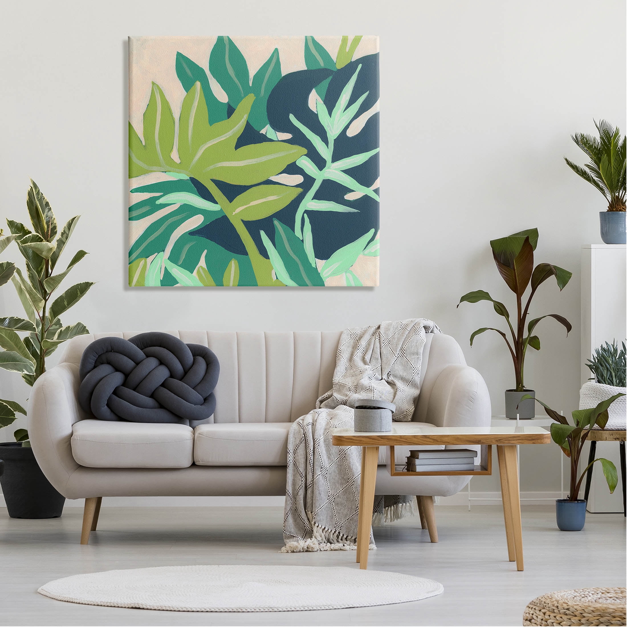 Stupell Industries Tropical Layered Plant Leaves Painting Gallery Wrapped Canvas Print Wall Art, Design by June Erica Vess