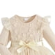 thumbnail image 5 of Arcos para Niñas Vestido de Malla de Manga Voladora con Cinturón Color Sólido Nudo de Arco Vestir Fiesta Casual Niños Vestido de Primavera, 5 of 5