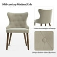 thumbnail image 5 of Dining Chairs Set of 6 Fabric Upholstered Wingback Accent Side Chairs Solid Wood Legs Button Tufted Home Kitchen Living Bedroom Ivory, 5 of 8