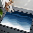 thumbnail image 3 of 2x3 Ft Entryway Area Rug, Navy Blue Ombre Kitchen Rug Runner Washable Floor Mat, Modern Moire Wave Gradient Non Slip Indoor Door Mat Throw Carpet for Bathroom Living Room Bedroom, 3 of 8