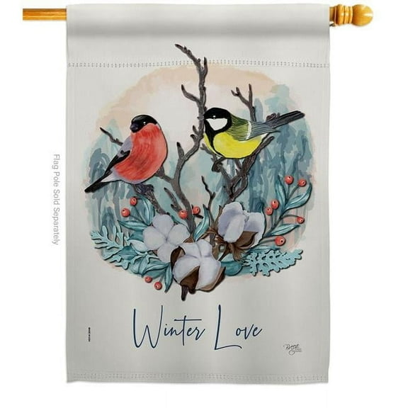 Breeze Decor H105061-BO Winter Love House Flag Garden Friends Birds 28 x 40 in. Double-Sided Decorative Vertical Flags