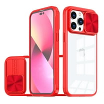 for iPhone 13 Pro Case, Shockproof Rugged iPhone 13 Pro Phone Case, with Sliding Camera Cover, Drop Protection Crystal Clear Back Case Clear for iPhone 13 Pro,Red