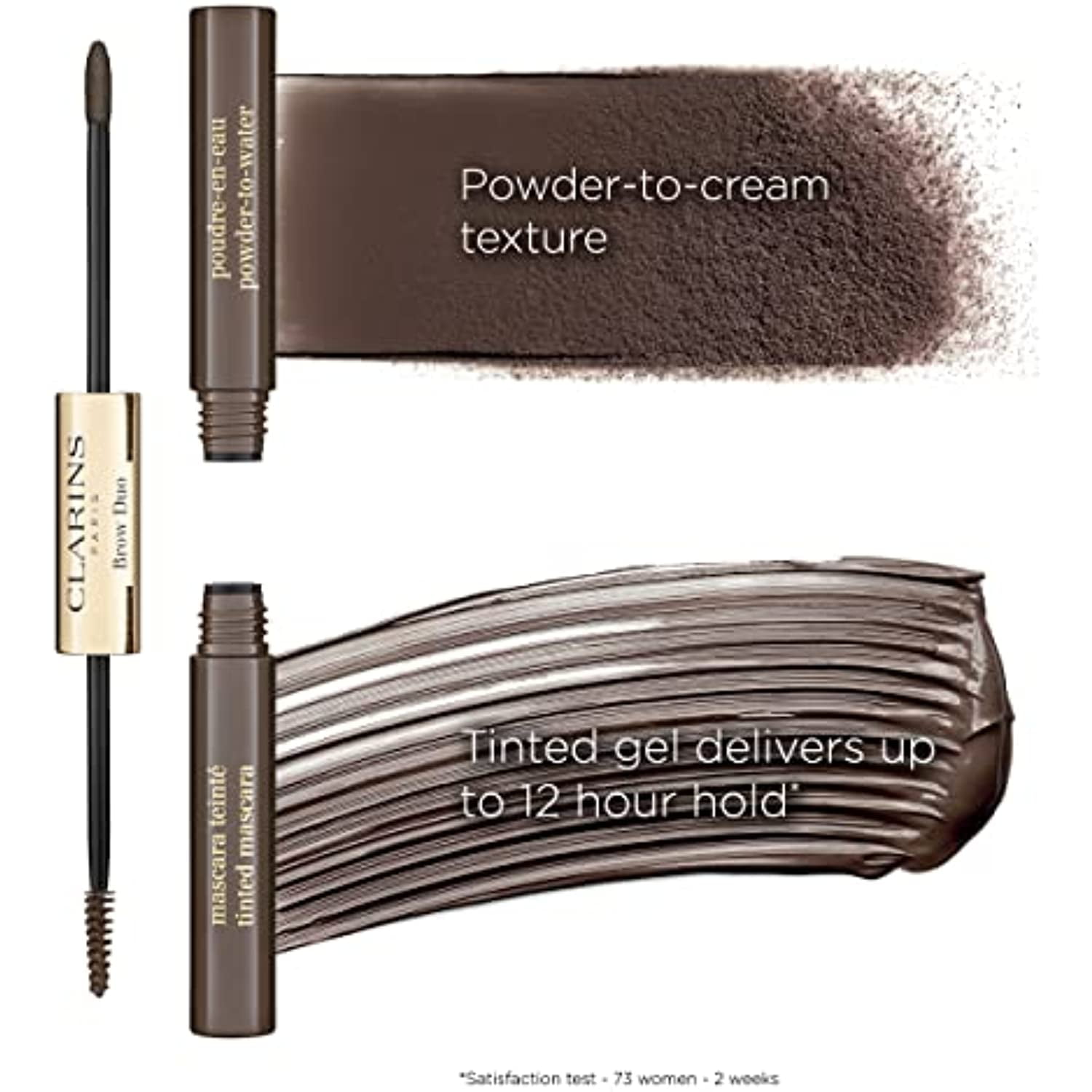 Clarins Brow Duo | 2-In-1 Brow Pencil and Tinted Brow Gel | Buildable, Powder-To-Cream Formula Sculpts, Defines and Fills In Brows | Tinted Gel Tames, Shades and Sets Brows In Place | 0.06 Ounces