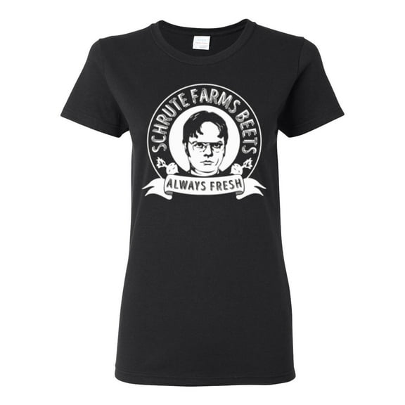 Wild Bobby, Office Schrute Farms Beets Always Fresh, Pop Culture, Women Graphic Tee, Black, Small