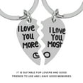 thumbnail image 5 of Masteelf Matching Couple Keychains with Heart Shaped Puzzle Design for Boyfriend Girlfriend Made of Alloy Silver Tone, 5 of 8