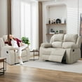 thumbnail image 3 of Ergonomic Reclining Couch Sleeper Sofa Set – Ultra-Comfort Leather Loveseat & Recliner for Living Room & Home Theater Seating (Loveseat + Recliner, Beige), 3 of 6