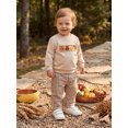 thumbnail image 6 of Toddler Baby Boys Thanksgiving Outfits Adorable Pumpkin Pie Embroidery Long Sleeve Round Neck Sweatshirt and Plaid Pants Set, 6 of 10