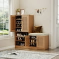thumbnail image 3 of ENSHUI Shoe Storage Cabinet with Cushion, Freestanding Shoe Rack Storage Organizer Bench for Hallway Entryway Bedroom, Oak, 47.24"*14.37"*47.24", 3 of 15