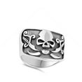 thumbnail image 4 of Biker Skull Oxidized Swords Cross Ring Sterling Silver Pirate Band 925 Jewelry Female Male Size 11, 4 of 4
