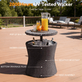 thumbnail image 4 of 5-Piece Black & Beige Patio Conversation Set - Wicker Outdoor Furniture with Cool Bar Table & Ottomans for Porch Backyard Balcony Poolside, 4 of 8