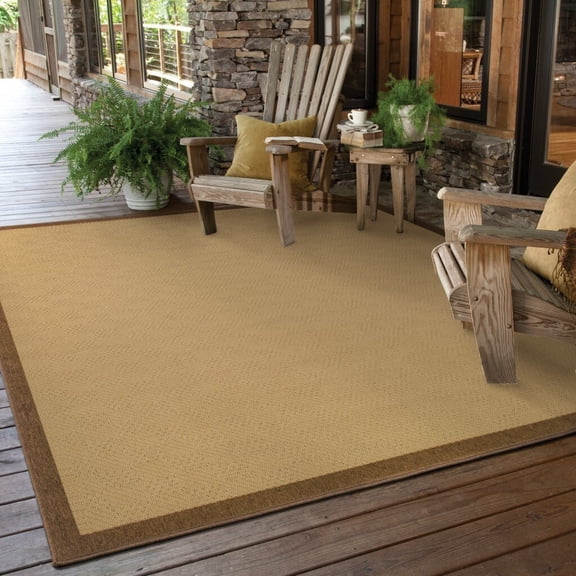 8' Round Beige and Brown Plain Indoor Outdoor Area Rug - 3'6" 21.65"W x 45.28"D x 0.2"H 2' x 3' Indoor Rectangle