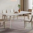 thumbnail image 4 of Mavisun Italian Dining Table Set 6 Chairs In Ivory Home Decore White Finish Sintered Stone Rock Plate Top Concise Kitchen Table My Lux Decor Round, 4 of 9
