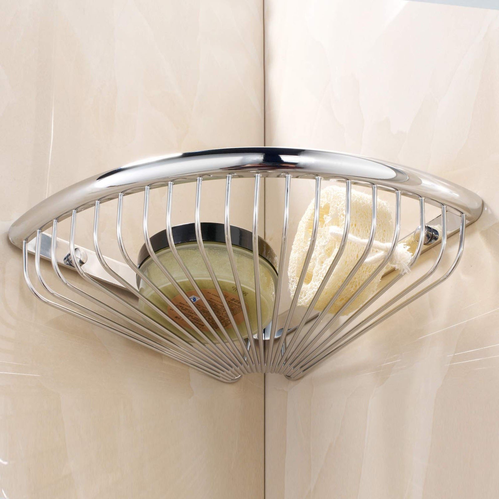 MOQIN Bathroom Shower Caddy Corner Shelf Basket, Sturdy Rust-Proof Stainless Steel Bathroom Shelf Organizer Shampoo Holder, Wall Mounted Storage Rack for Bathroom Kitchen, Polished Chrome
