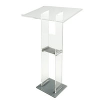 Wildnix Clear Acrylic Desktop Podium Stand with Extra Storage for Phones and Pens, Modern Presentation Stand for Conference and Lecture Use