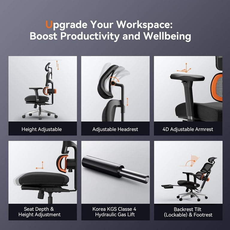 Newtral Ergonomic Office Chair - High Back With Adaptive Lumbar Support, Adjustable Headrest & Armrests