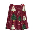 thumbnail image 4 of WTOBBY Women's Christmas Print Lightweight Sweater Casual Long Sleeve Knitted Pullover, Holiday Pattern Soft Fabric for Fall and Winter, Comfortable Fashion Top for Women,Wine L, 4 of 4
