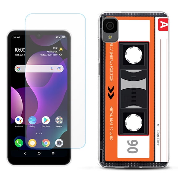 Slim-Fit Gel TPU Phone Case for TCL 30Z / 30 Z / 30 LE, with Tempered Glass Screen Protector, by OneToughShield ® - Cassette Orange