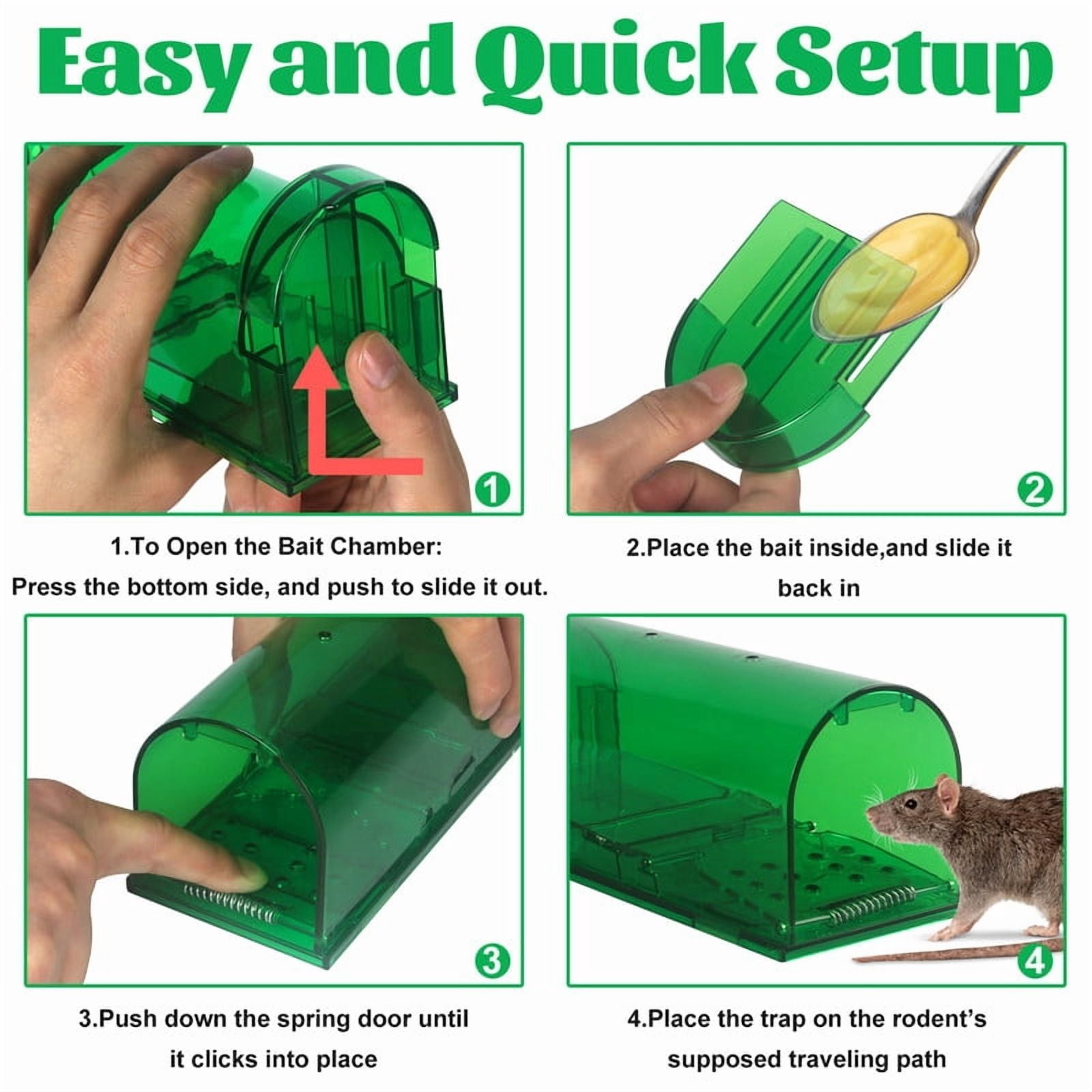 4-Pack Live Mouse Trap, Humane Catch & Release, No-Kill Design, Easy-Clean Reusable Rodent Catcher, Child & Pet Friendly, for Indoor Outdoor Use, XL Size