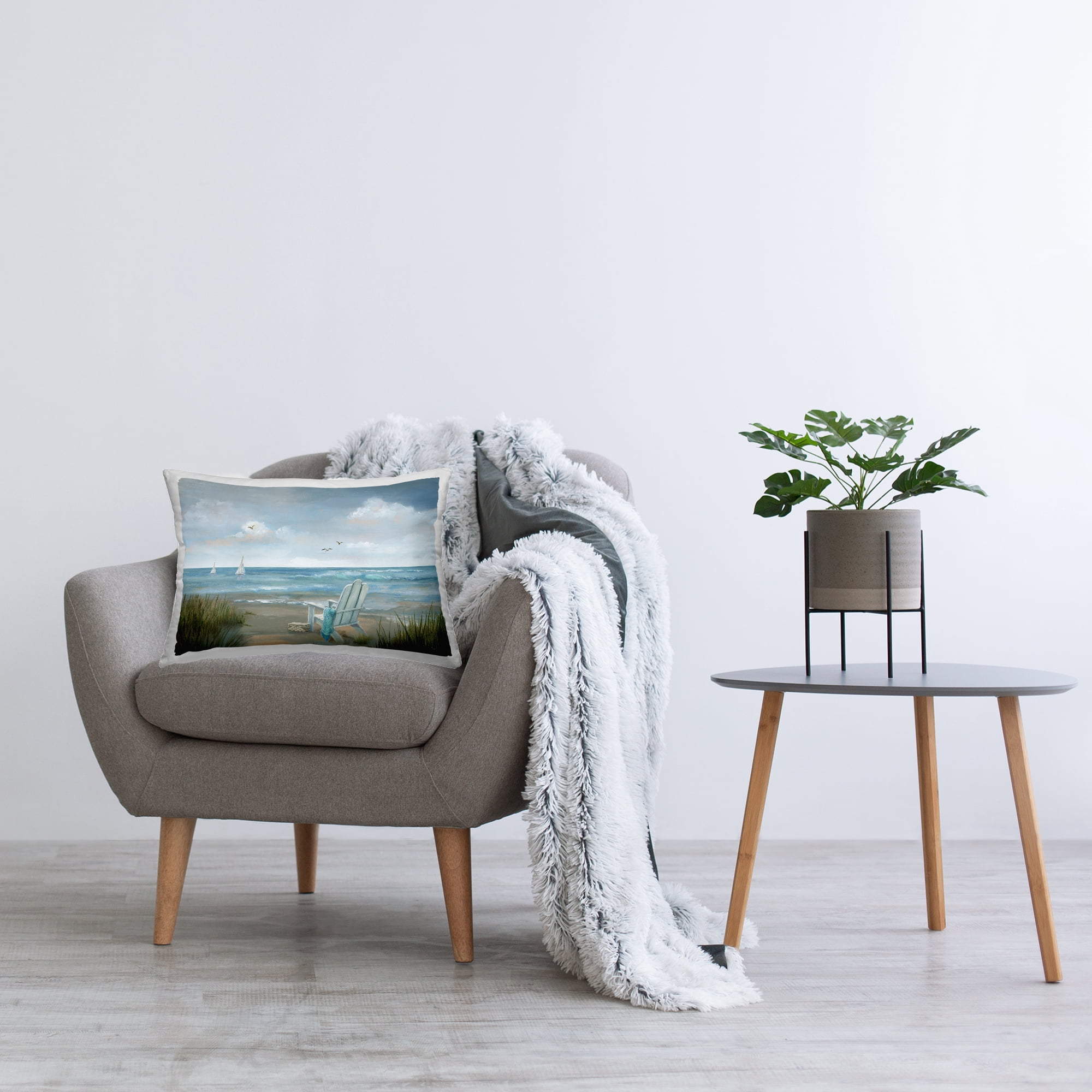 Stupell Industries Soothing Beach Scenery Decorative Printed Throw Pillow Design by Nan.