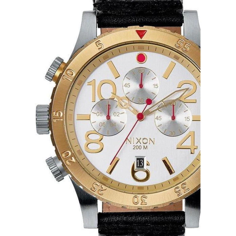 Nixon Men's A3631884 The 48-20 Chrono Silver Dial Black Leather