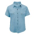 thumbnail image 4 of FRSASU Men's Cotton Linen Shirts Short Sleeve Tops Casual Lightweight Button Down Shirt Summer Tops with 2 Pocket Light Blue, 4 of 6