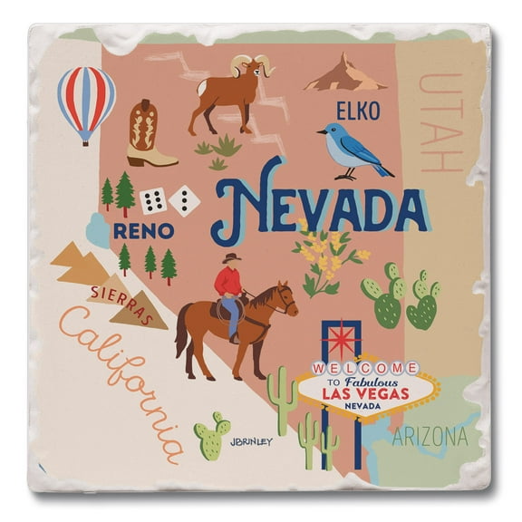 Thirstystone "Nevada Attractions" 4-Pack Tumbled Tile Coasters
