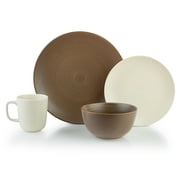 Everything Kitchens Modern Colorful Neutrals - Rippled 16-Piece Dinnerware Set - Matte | Beige & Mocha