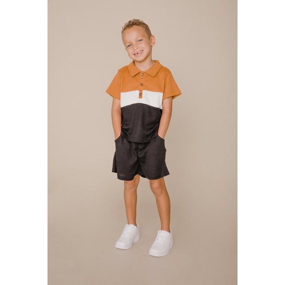 Waffle Polo tee & short set