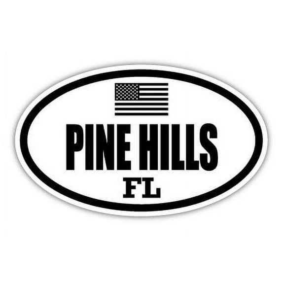 Pine Hills FL Florida Orange County Stealthy Subdued Old Glory US Flag Oval Euro Decal Bumper Sticker 3M Vinyl 3" x 5"