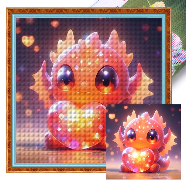 Hilo Algodón Bordado 11CT Punto Cruz Dragón Brillante 40x40cm